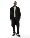 【送料無料】 エイソス メンズ コート アウター ASOS DESIGN wool look relaxed longline coat in black Black