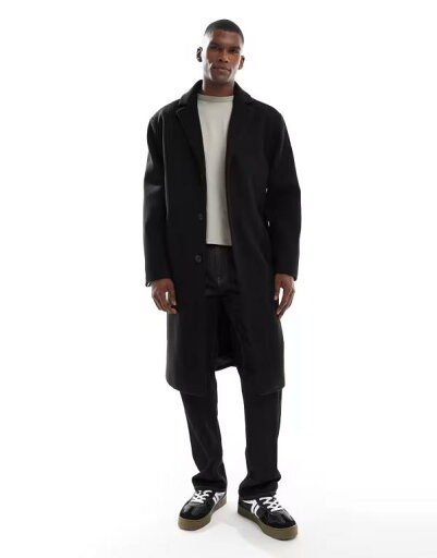 【送料無料】 エイソス メンズ コート アウター ASOS DESIGN wool look relaxed longline coat in black Black 【送料無料】 エイソス メンズ コート アウター ASOS DESIGN wool look relaxed longline coat in black Black