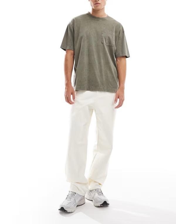 ジャック アンド ジョーンズ メンズ ボトムス デニムパンツ ジーンズ Jack & Jones Alex baggy jeans Antique White ホワイト