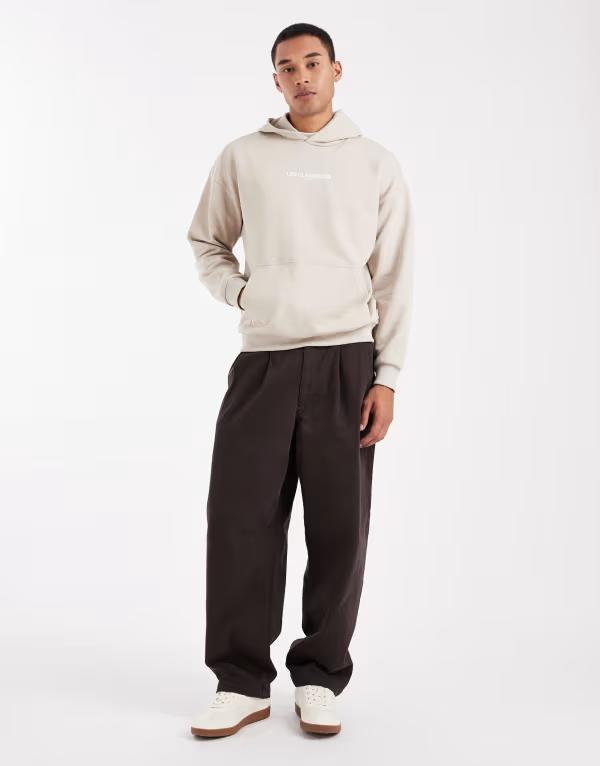 オンリーアンドサンズ メンズ アウター パーカー・スウェット リラックスフィット プリント パーカー ONLY & SONS heavyweight relaxed fit printed hoodie Silver Lining シルバー