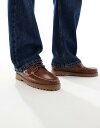 【送料無料】 ジャック アンド ジョーンズ メンズ デッキシューズ シューズ Jack & Jones leather boat shoes in brown Cognac