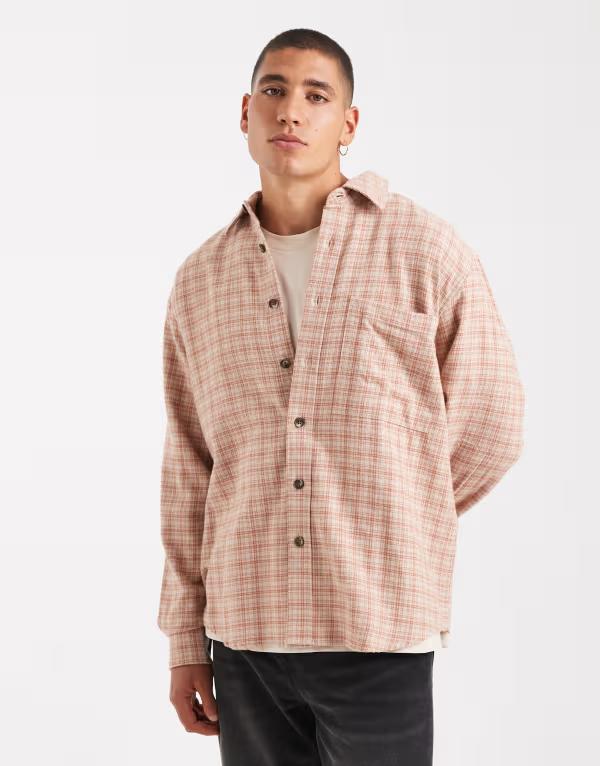 オンリーアンドサンズ メンズ トップス シャツ ONLY & SONS loose fit shirt in cream & pumpkin plaid..