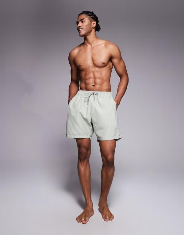エイソス メンズ 水着 ハーフパンツ・ショーツ ショーツ スイム/サーフ SAGE GREEN ASOS DESIGN swim shorts in mid length in sage