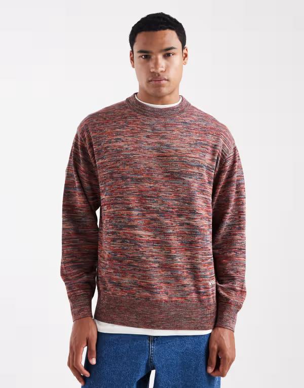 ѥ   ˥åȡ 롼ͥå  ɽ ˥å  Parlez knit space dye crew neck sweater with embroidered logo in multi Multi ޥ顼