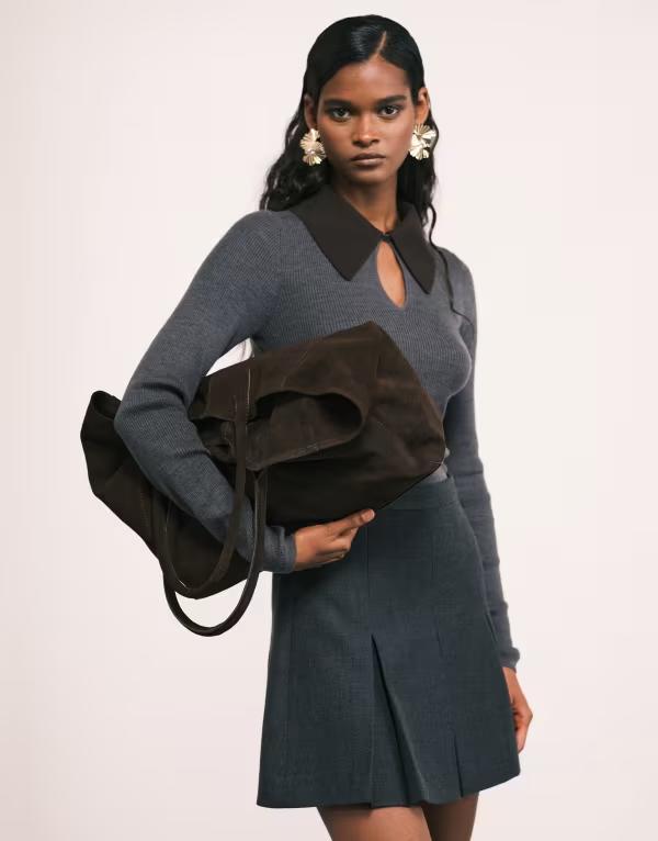 エイソス レディース バッグ トートバッグ スエード ASOS DESIGN Premium suede bonded tote bag in chocolate Chocolate チョコレート