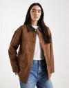 フォース&レックレス レディース アウター ジャケット・ブルゾン レザー BROWN 4th & Reckless faux suede contrast collar barn jacket in brown