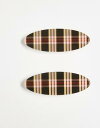 【送料無料】 リクレイム ヴィンテージ レディース ヘアアクセサリー アクセサリー Reclaimed Vintage hair clips 2 pack in brown plaid print Multi