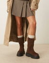 【送料無料】 エイソス レディース ブーツ・レインブーツ シューズ ASOS DESIGN Coast chunky pull-on knee boots in chocolate suede Chocolate