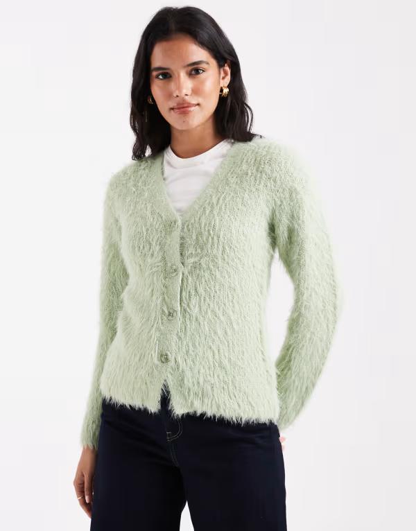 エイソス レディース アウター カーディガン Vネック ニット ASOS DESIGN knit v neck cardigan in eye..