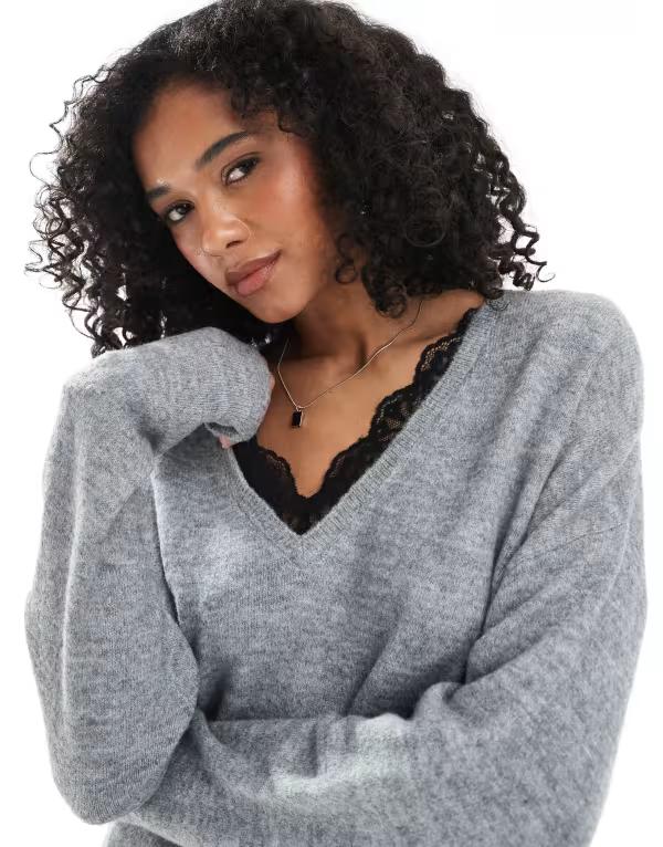 オンリー レディース アウター ニット・セーター セーター ニット ONLY reversible knit sweater in li..