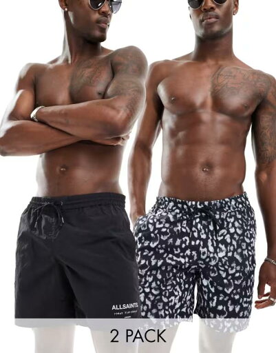 【送料無料】 オールセインツ メンズ ハーフパンツ・ショーツ 水着 AllSaints Lani 2-pack swim shorts in black jet blk/jet blk 【送料無料】 オールセインツ メンズ ハーフパンツ・ショーツ 水着 AllSaints Lani 2-pack swim shorts in black jet blk/jet blk