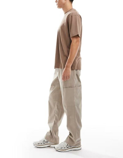 【送料無料】 エイソス メンズ カジュアルパンツ ボトムス ASOS DESIGN baggy pull-on cargo pants in beige BEIGE