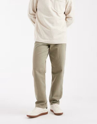 【送料無料】 エイソス メンズ カジュアルパンツ ボトムス ASOS DESIGN straight pants in washed khaki Khaki