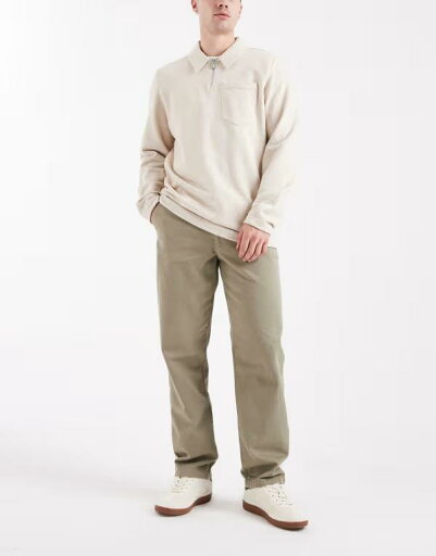 【送料無料】 エイソス メンズ カジュアルパンツ ボトムス ASOS DESIGN straight pants in washed khaki Khaki