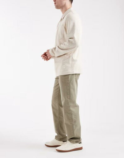 【送料無料】 エイソス メンズ カジュアルパンツ ボトムス ASOS DESIGN straight pants in washed khaki Khaki