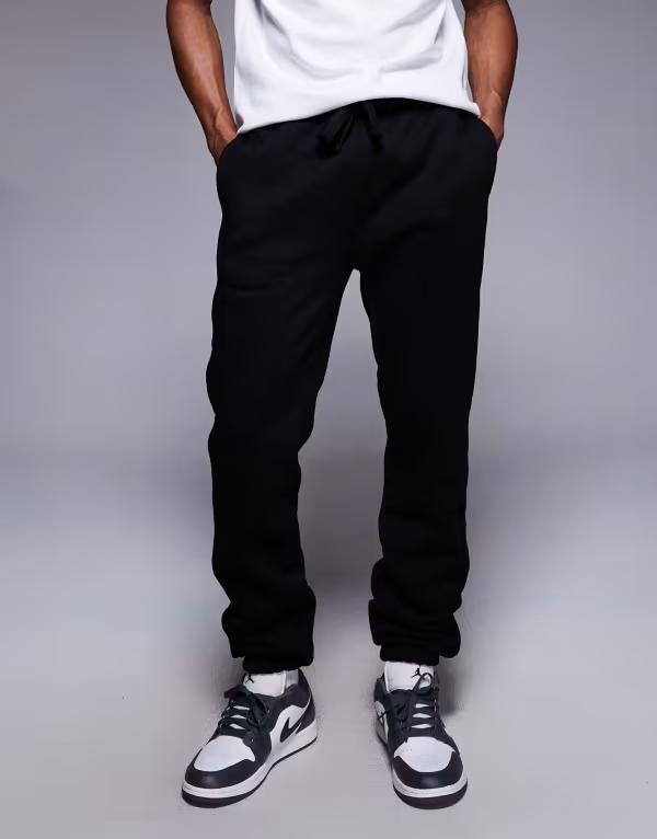 エイソス メンズ ボトムス カジュアルパンツ Black ASOS DESIGN premium heavyweight slim fit sweatpants in 400gsm in black