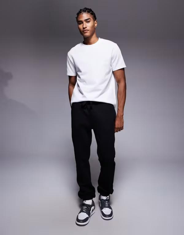 エイソス メンズ ボトムス カジュアルパンツ Black ASOS DESIGN premium heavyweight slim fit sweatpants in 400gsm in black