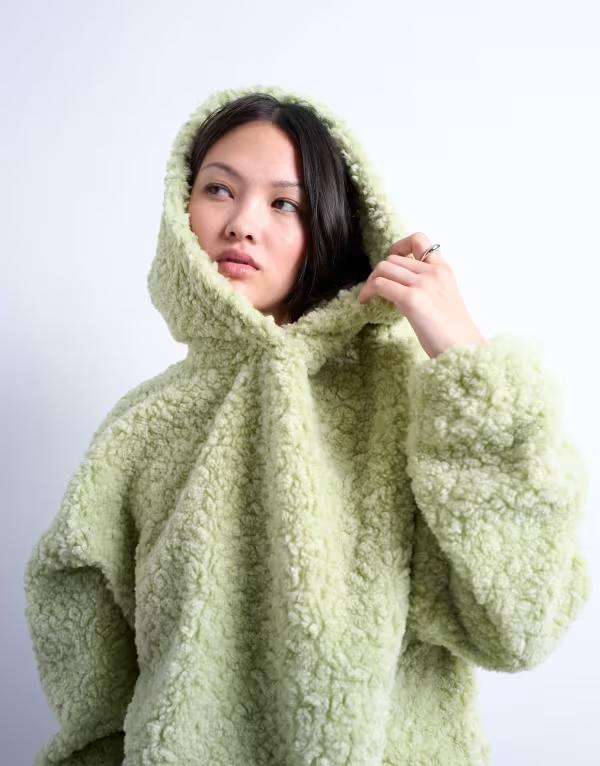 トップショップ レディース アウター パーカー・スウェット パーカー Topshop borg oversized hoodie i..