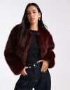 フォース&レックレス レディース アウター ジャケット・ブルゾン Burgundy 4th & Reckless faux fur cropped collarless jacket in burgundy