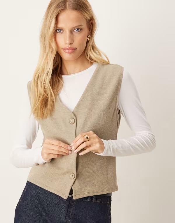 エイソス レディース トップス ベスト Tシャツ ノースリーブ ASOS DESIGN soft touch sleeveless butto..