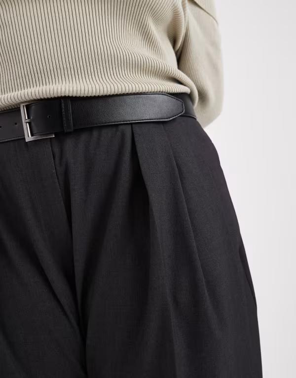 エイソス レディース ボトムス カジュアルパンツ ストレート ハイウエスト パンツ ASOS DESIGN Curve tailored high waist belted straight leg pants heather gray heather グレー re-vida-23466978 ReVida 楽天市場店 サンプル画像3