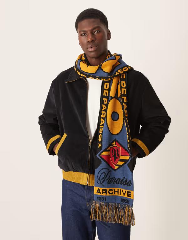 エイソス メンズ アクセサリー マフラー・ストール・スカーフ ニット グラフィック ASOS DESIGN knit P..