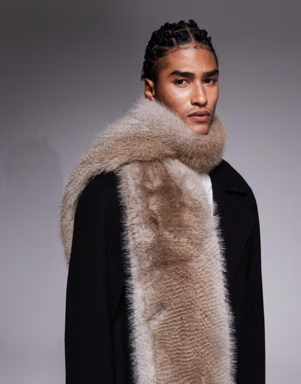 エイソス メンズ アクセサリー マフラー・ストール・スカーフ プラスサイズ ASOS DESIGN faux fur plus..