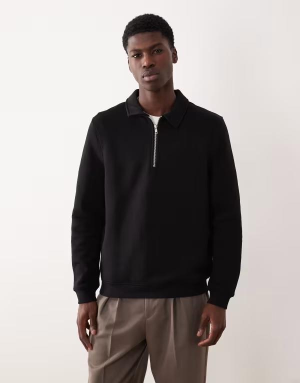 エイソス メンズ アウター パーカー・スウェット ハーフジップ スウェット シャツ ASOS DESIGN quarter..