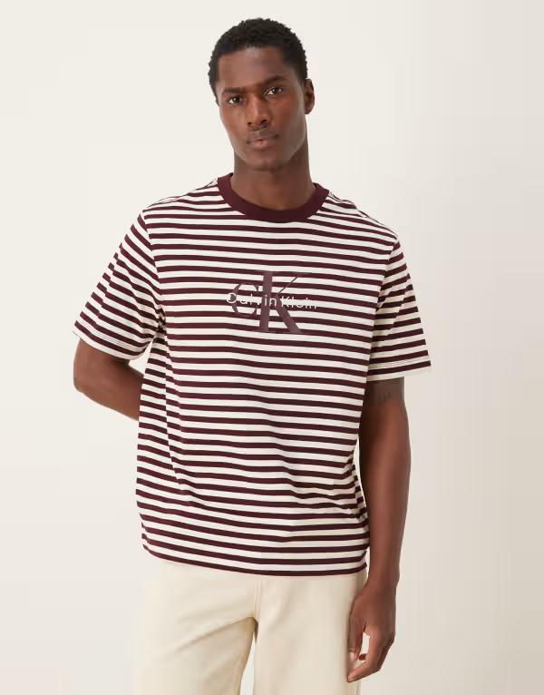 カルバンクライン メンズ トップス Tシャツ ロゴ Calvin Klein Jeans Calvin Klein striped monologo T..