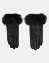 エイソス レディース アクセサリー 手袋 レザー Black ASOS DESIGN leather gloves with faux fur trim in ...
