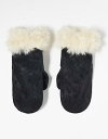 ウィークデイ レディース アクセサリー 手袋 レザー フリース Black Weekday faux shearling mittens in black su...