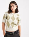 ヴェロモーダ レディース アウター ニット・セーター プリント セーター クロップド ニット Vero Moda cropped knit short slee...