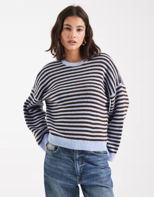エイソス レディース アウター ニット・セーター セーター ASOS DESIGN oversized sweater and chocolate stripes Brown ブラウン