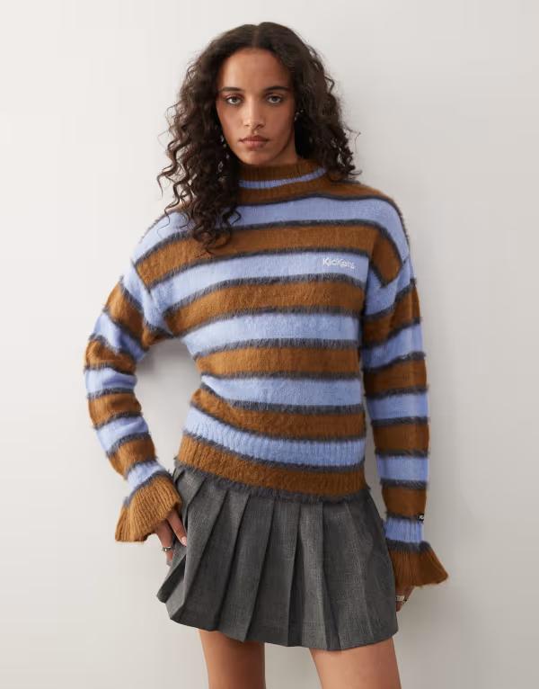 キッカーズ レディース アウター ニット・セーター セーター ニット Kickers striped fuffy knit sweat..