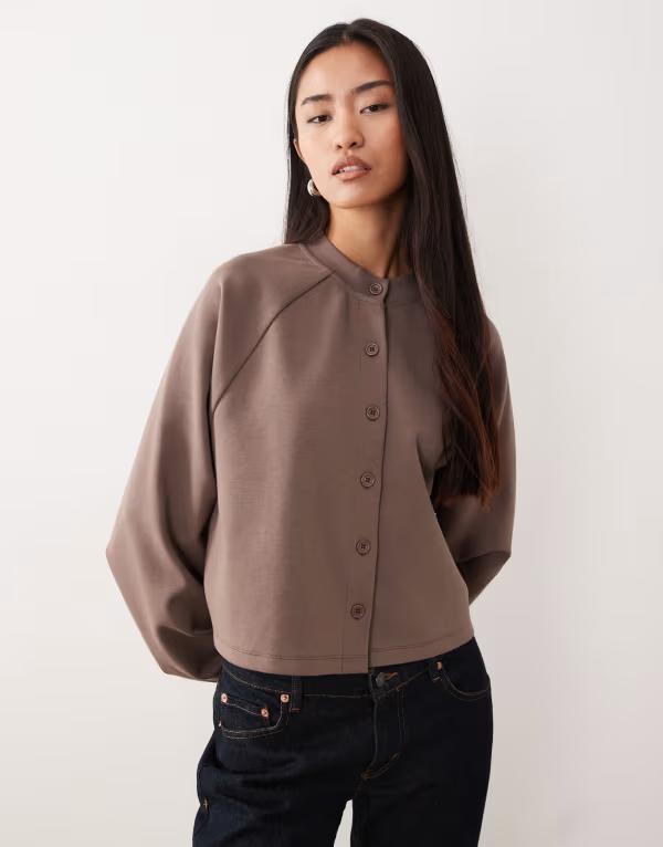 エイソス レディース アウター カーディガン ASOS DESIGN interlock cardigan in chocolate Chocolate チョコレート
