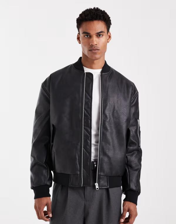 エイソス メンズ アウター ジャケット・ブルゾン ジャケット ASOS DESIGN bomber jacket Black ブラック