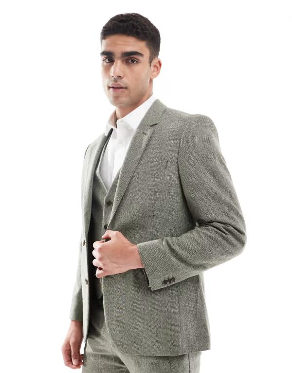 ReVida ŷԾŹ㤨֥   㥱åȡ֥륾  㥱å ASOS DESIGN wool rich slim suit jacket herringbone GREEN ꡼פβǤʤ52,800ߤˤʤޤ