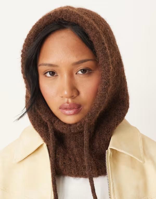 エイソス レディース アクセサリー 帽子 ニット ASOS DESIGN knit hood in chocolate Chocolate チョコレート