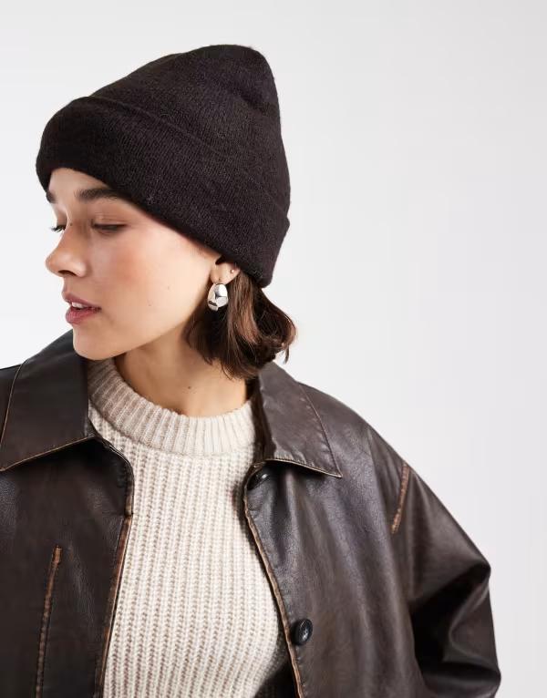 ヴェロモーダ レディース アクセサリー 帽子 ウール Vero Moda super soft wool mix beanie in chocolate melange Chocolate Torte MEL チョコレート