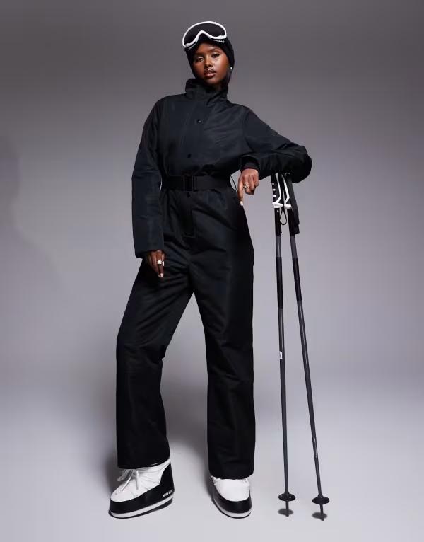 スリードベア レディース トップス ジャンプスーツ Threadbare Ski button front ski suit Black ブラ..