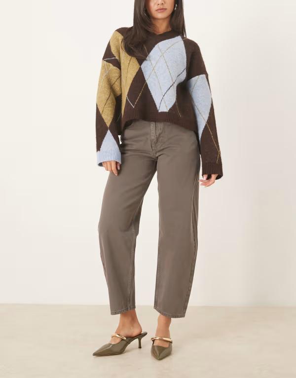エイソス レディース ボトムス デニムパンツ ジーンズ ASOS DESIGN barrel leg jeans Gray グレー