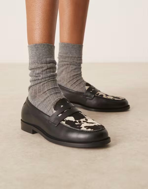 ウォークロンドン レディース シューズ スリッポン・ローファー プリント ローファー Walk London Rhea Saddle loafers in cow print Multi マルチカラー