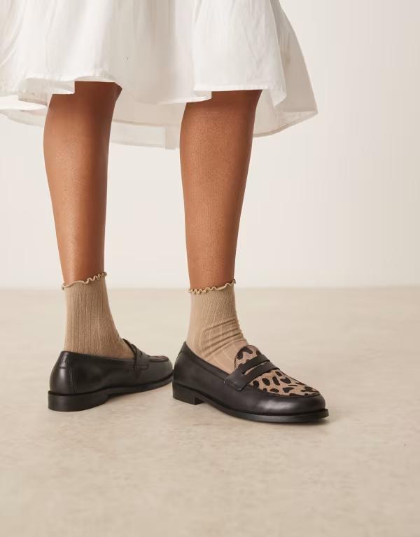 ウォークロンドン レディース シューズ スリッポン・ローファー アニマル柄 プリント ローファー Walk London Rhea Saddle loafers in animal print Multi マルチカラー