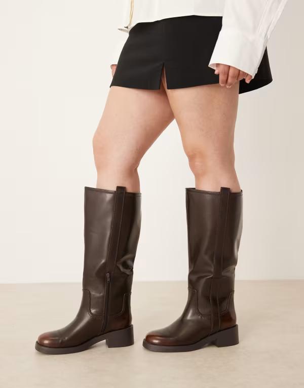 エイソス レディース シューズ ブーツ・レインブーツ ASOS DESIGN Curve Conan pull on chunky boots i..