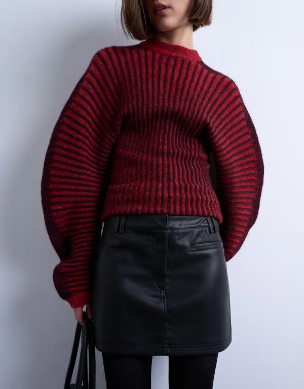 トップショップ レディース ボトムス スカート ミニ レザー フェイクレザー Topshop faux leather tailored mini skirt Black ブラック