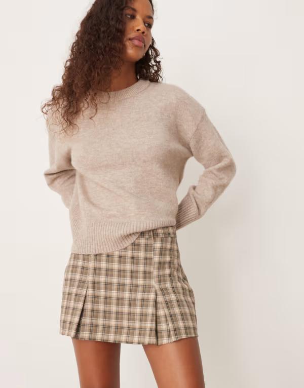 エイソス レディース ボトムス ハーフパンツ・ショーツ ミニ ASOS DESIGN tailored box pleats mini skort in plaid Check チェック