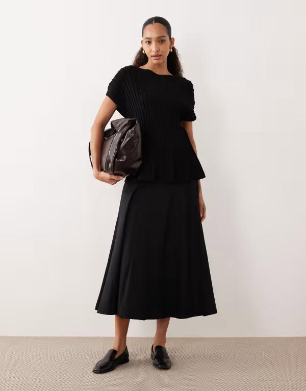 エイソス レディース ボトムス スカート ASOS DESIGN paneled dropped waist midaxi circle skirt Black ブラック