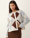 ヴィラ レディース アウター カーディガン ニット Vila argyle plaid knit cardigan and pastels Birch CHER...
