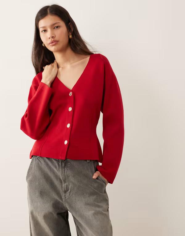 ヴィラ レディース アウター カーディガン ニット VILA structured waist detail knit cardigan with g..