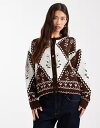 ミスセルフフリッジ レディース アウター カーディガン フラワー柄 ニット フラワー Miss Selfridge floral argyle knit car...